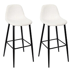 Paris Prix Lot de 2 Chaises de Bar Côtelé Scott 100cm Beige