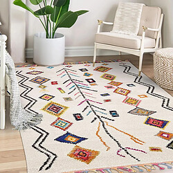 UnAmourDeTapis Tapis berbère 80x200 tissé motif ethnic LYN5 OURIKA E ivoire pas cher