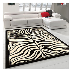 UnAmourDeTapis tapis salon 120x170 tissé noir rectangle motif animaux ZEBRE