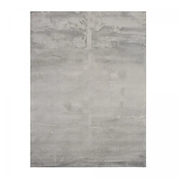 un amour de tapis Tapis salon LYN10 LAVABLE 160x220 soyeux et doux, tapis gris uni à l'aspect Shaggy