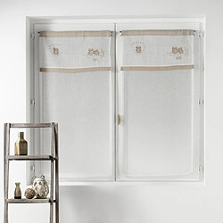 Paris Prix Paire de Voilages Brodés Betty 60x90cm Naturel