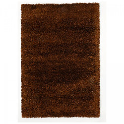 UnAmourDeTapis Tapis longs poils shaggy 90x160 rectangle fait main marron motif uni MELANGE