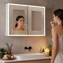 Home Deluxe Armoire de toilette LED EVE noir 100 x 80 cm