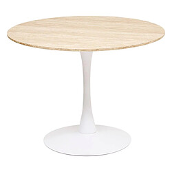 Atmosphera Table à Manger Effet Travertin Elias 102cm Naturel