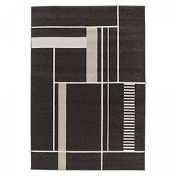 un amour de tapis tapis salle à manger 160x230 tissé noir et beige rectangle motif géométrique