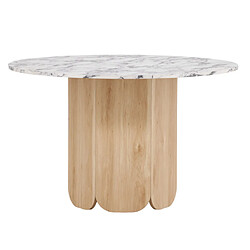 Paris Prix Table à Manger Ronde Effet Calacatta Tekla 120cm Gris & Naturel