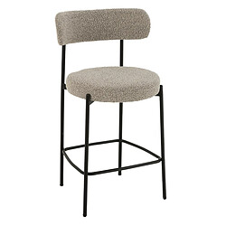 Paris Prix Chaise de Bar en Tissu Bouclé Aldo 97cm Gris