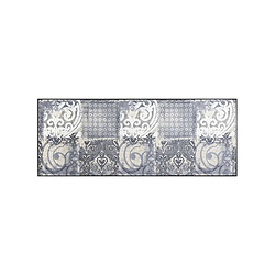 Avis UnAmourDeTapis Paillasson 75x120 tissé motif rétro-vintage ARABEL gris et bleu