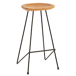 Paris Prix Chaise de Bar en Teck Scanda 77cm Naturel & Noir