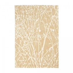 UnAmourDeTapis tapis salon 140x200 fait main en laine beige et blanc rectangle motif abstrait