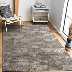 UnAmourDeTapis Tapis kilim 240x340 rectangle tissé en coton beige motif rétro-vintage VINOVA