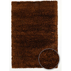 Acheter UnAmourDeTapis Tapis longs poils shaggy 90x160 rectangle fait main marron motif uni MELANGE