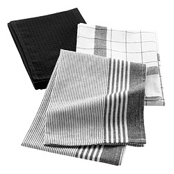 Paris Prix Lot de 3 Torchons Vibrato 50x70cm Noir