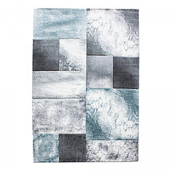 UnAmourDeTapis tapis chambre 160x230 tissé bleu et gris clair rectangle motif géométrique 