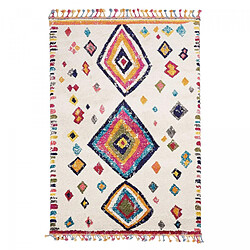 UnAmourDeTapis Tapis berbère 80x200 tissé motif ethnic LYN5 OURIKA F ivoire