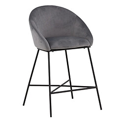 Paris Prix Chaise de Bar en Velours Alton 97cm Gris Foncé