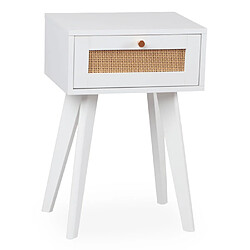 Paris prix Table de chevet cannage rotin - Blanc