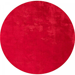 UnAmourDeTapis Tapis rond salon Ø200cm LYN10 LAVABLE Rouge uni, tapis shaggy à longs poils