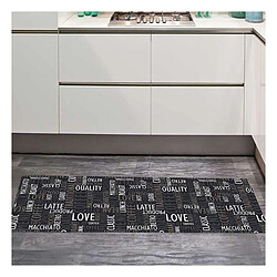 UnAmourDeTapis tapis cuisine 67x180 gris motif texte CAFE LOVE