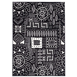 UnAmourDeTapis tapis chambre 80x150 tissé noir rectangle motif ethnique LYN1 MOTIF