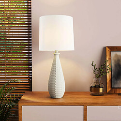 Home Deluxe Grande lampe de table avec abat-jour en tissu MELVA - Blanc