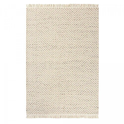 UnAmourDeTapis Tapis kilim 200x280 rectangle tissé en laine beige motif géométrique TWILL