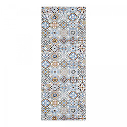UnAmourDeTapis tapis cuisine 70x200 en PVC bleu et gris motif géométrique PKIT