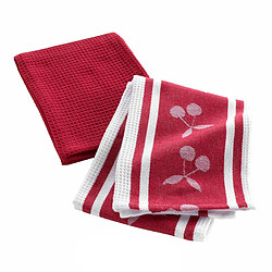 Paris Prix Lot de 2 Torchons de Cuisine Cerisette 50x70cm Rubis