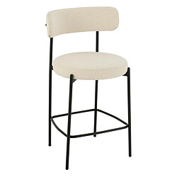 Paris Prix Chaise de Bar en Tissu Bouclé Aldo 97cm Blanc