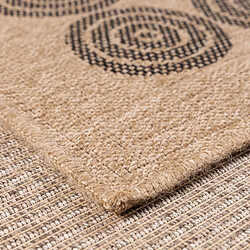 Avis UnAmourDeTapis Tapis rond d'extérieur Ø80cm tissé kilim beige et noir JUTE ART 8