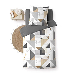 Paris Prix Parure de Lit 2 Pièces Trigone 140x200cm Gris pas cher