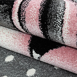 Acheter UnAmourDeTapis Tapis enfant 80x150 tissé rose et gris motif animaux KID DREAM