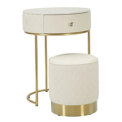 Paris prix Table de chevet avec pouf - Blanc et or