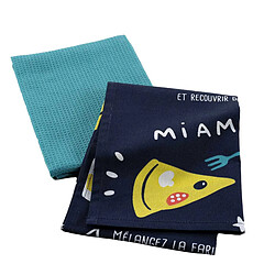 Paris Prix Lot de 2 Torchons Enfant Mini Chef II 50x70cm Bleu