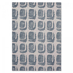 UnAmourDeTapis tapis entrée 140x200 fait à la main en coton gris et crème motif abstrait