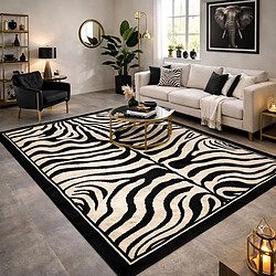 UnAmourDeTapis tapis salle à manger 240x340 tissé noir rectangle motif animaux LYN1 ZEBRO