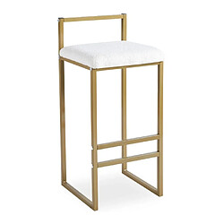 Paris Prix Tabouret de Bar Bouclette Dakota 80cm Crème & Or