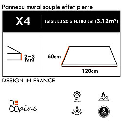 Decopine – Panneaux muraux souples effet Travertin Beige