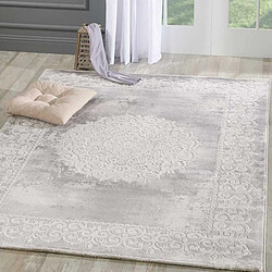 UnAmourDeTapis Tapis oriental 200x280 rectangle gris clair tissé motif ancestral LYN7 BALROD