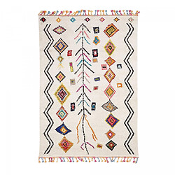UnAmourDeTapis Tapis berbère 80x200 tissé motif ethnic LYN5 OURIKA E ivoire 