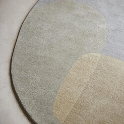 Acheter UnAmourDeTapis tapis chambre 160x230 fait à la main en laine gris et vert ovale motif abstrait