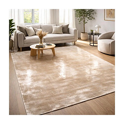 UnAmourDeTapis tapis salon 200x300 fait à la main en viscose beige rectangle motif uni NEO +