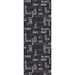 UnAmourDeTapis tapis cuisine 67x180 gris motif texte CAFE LOVE