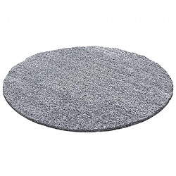 UnAmourDeTapis Tapis rond poils longs shaggy Ø200cm tissé gris motif uni UNI L 