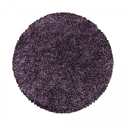 UnAmourDeTapis Tapis rond poils longs shaggy Ø200cm tissé violet motif uni UNI I