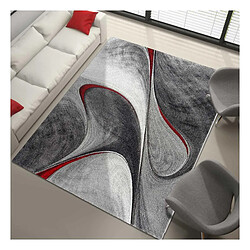UnAmourDeTapis tapis salon 160x230 tissé rouge et gris rectangle Motif rond GARCA