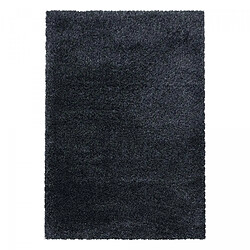 UnAmourDeTapis Tapis longs poils shaggy 80x150 rectangle tissé noir motif uni UNI B