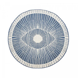 un amour de tapis Tapis rond d'extérieur, kilim reversible Ø160cm LYN2 B ROND REVERSIBLE bleu et crème