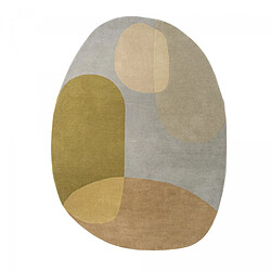 UnAmourDeTapis tapis chambre 140x200 fait à la main en laine gris et vert ovale motif abstrait