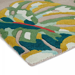 Avis UnAmourDeTapis tapis grand salon 250x350 fait à la main en laine gris et vert motif floral